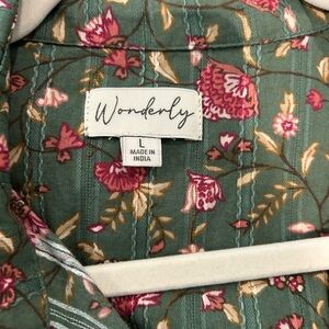 Wonderly Teal and Pink Floral Blouse